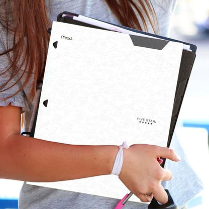 Five Star 2-Pocket Folder, Plastic Folder with Stay-Put Tabs, Fits 3-Ring Binder, Holds 8-1/2" x 11" Paper, White (333420I-ECM) - color: White