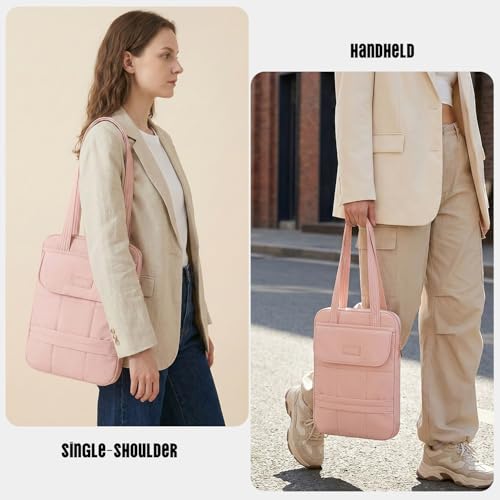 11 Inch Tablet Sleeve Bag，11-12.4 Inch Puffy Tablet Sleeve for iPad A16 2025,iPad Air 11 inch M4 M3 M2, iPad Pro 11 M5 M4, Samsung Galaxy Tab S10+, S9+, S9 FE+, S8+,S7+ 12.4" Fluffy Shoulder Bag(Pink) - color: Pink