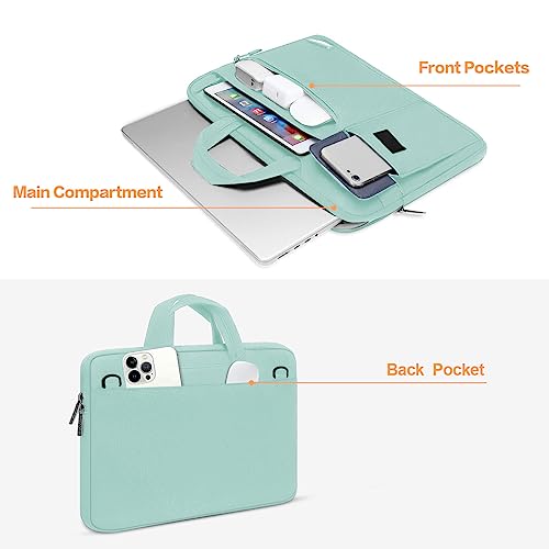 MOSISO Laptop Shoulder Bag Polyester Flapover Briefcase Sleeve Case | Compatible with MacBook Air/Pro,13-13.3 inch Notebook,Compatible with MacBook Pro 14 inch M5 M4 M3 M2 M1 2026, Mint Green - color: Mint Green, size: 13.3 inch