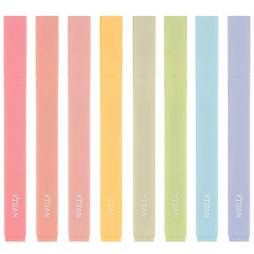 YISAN Highlighters Assorted Colors,Pastel Bible Highlighters No Bleed,Soft Tip,Cute Aesthetic for Book Journal,8-Pack - color: Pastel