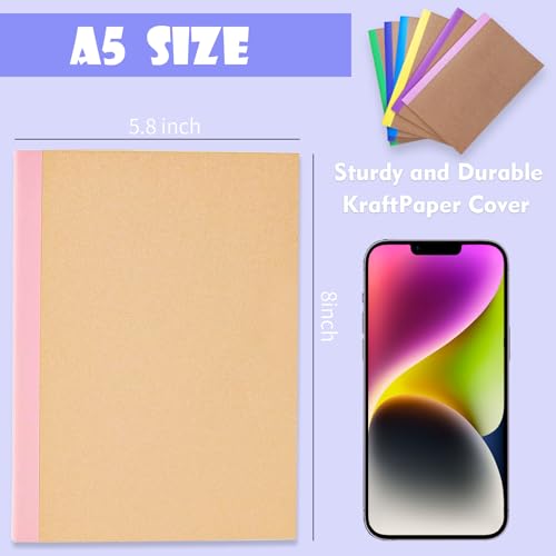 100 Pack A5 Colorful Ruled Lined Mini Notebook Journals Bulk, Soft Cover Kraft Composition Notepad Memo Cuadernos for Girls, Students, Traveler, Note Taking, School Supplies | soft cover kraft mini notebooks for students, girls, travelers, school supplies
