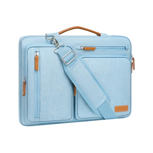 MOSISO 360 Protective Laptop Shoulder Bag,14 inch Computer Bag Compatible with HP Lenovo Dell ASUS Acer, HP, Dell Latitude, Lenovo,Side Open Messenger Bag with 4 Zipper Pockets&Handle, Air Blue - color: Air Blue, size: 14 inch