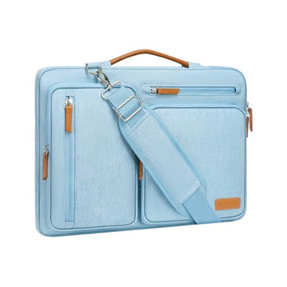 MOSISO 360 Protective Laptop Shoulder Bag,13-13.3 inch Computer Bag Compatible with MacBook Pro 14, HP, Dell, Lenovo, Asus Notebook,Side Open Messenger Bag with 4 Zipper Pockets&Handle, Air Blue - color: Air Blue, size: 13.3 inch