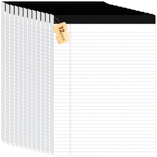 12Packs Legal Pads 8.5 x 11 Inch, 50Sheets/Pack, College Ruled & Perforated White Writing Pads, Pads of Paper 8.5 x 11, Lined Note Pads with Sturdy Backing for Office, Business & School Supplies - color: White, style: 12 Pads-50 Sheets/Pads