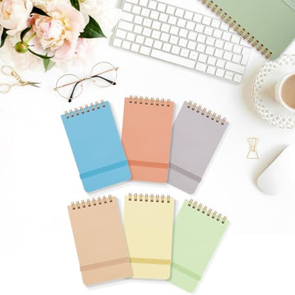 AZUREAL 6 PCS Small Spiral Notebook 3x5, Notebooks for Note Taking, Colorful Scheme Spiral Journal Notebook, Work Notebook Small Notebooks 3x5 with Strap, Cute Notebooks for Women 60Sheets/Note Books