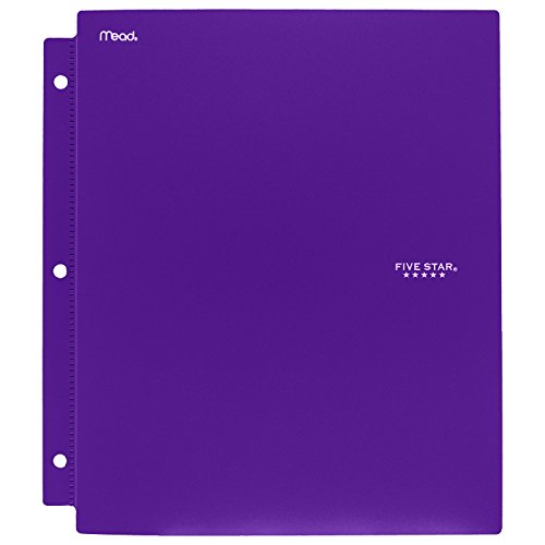 Five Star 2 Pocket Folders with Prong Fasteners, Folder with Pockets, Plastic, Color Selected For You, 1 Count (34084)