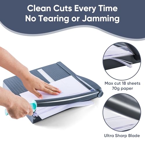 VUSIGN Guillotine Paper Cutter, 12" Heavy Duty Paper Trimmer, 18 Sheet Capacity Paper Slicer with Safety Guard and Blade Lock, Precision Paper Cutting Board for Cardstock, Photos, Office, Classroom