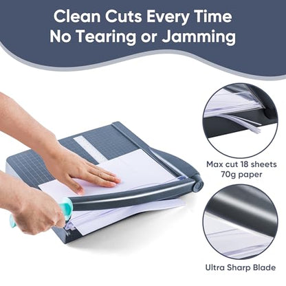 VUSIGN Guillotine Paper Cutter, 12" Heavy Duty Paper Trimmer, 18 Sheet Capacity Paper Slicer with Safety Guard and Blade Lock, Precision Paper Cutting Board for Cardstock, Photos, Office, Classroom