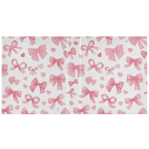 Pink Ribbon Bows Heart Round Ring Binders 1.5 Inch 3 Ring Binder with Clipboard Holds 200 Sheets Office Home School - color: Multicolored 2