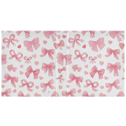 Pink Ribbon Bows Heart Round Ring Binders 1.5 Inch 3 Ring Binder with Clipboard Holds 200 Sheets Office Home School - color: Multicolored 2