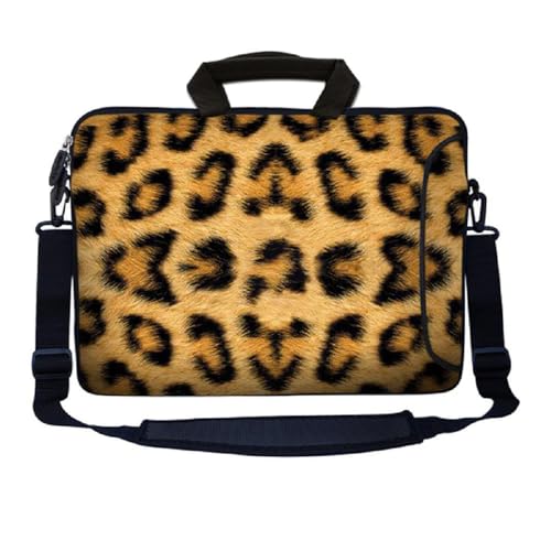 LSS 13.3 inch Laptop Sleeve Bag Compatible with Acer, Asus, Dell, HP, Sony, and More | Carrying Case Pouch w/Handle & Adjustable Shoulder Strap,Leopard Print - color: Leopard Print, size: 13 in – 13.3 in