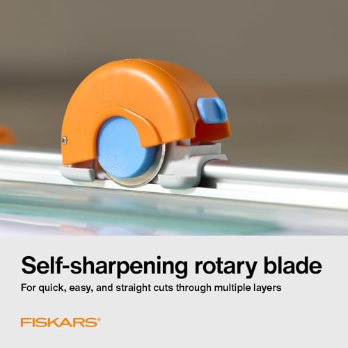 Fiskars Compact Rotary Paper Trimmer - 12" Cut Length - Portable Size with Extendable Base Deck - Self-Sharpening Blade - Scrapbooking Tool