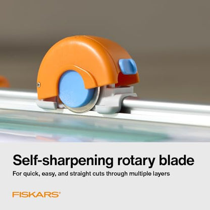 Fiskars Compact Rotary Paper Trimmer - 12" Cut Length - Portable Size with Extendable Base Deck - Self-Sharpening Blade - Scrapbooking Tool
