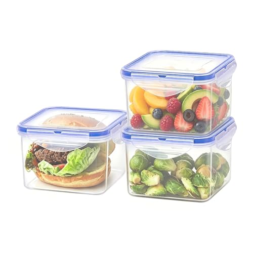 KIGI Square Food Storage Containers with 4-Sided Locking Lid, 30.4 OZ, Leak proof, Ideal for Lunch and Meal Prep, BPA-Free Plastic, 6-Piece, 3.75 Cup - size: 3.75 cup (6-Piece)