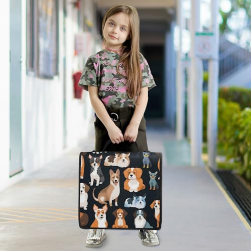3 Ring Zipper Binder With Shoulder Strap Documents Storage Organizer Animal Dog - color: Animal Dog
