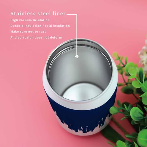 Abstract Graffiti Art 10oz Stainless Steel Tumbler with Lid & Straw-Double Wall Vacuum Insulated Travel Mug Modern Navy Blue White Painting Water Bottle Coffee Beverage Drinks Cup - size: 10 Ounces