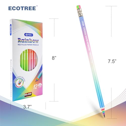 ECOTREE Pre-Sharpened Rainbow Pencils #2, Back to School Supplies, 24 Count | Cute Number 2 Pencils for Kids Students, Latex-Free Eraser, Eco Recycled Paper, Smooth Writing, Drawing, Fun Classroom Gifts - style: 24 COUNT Rainbow Pencils