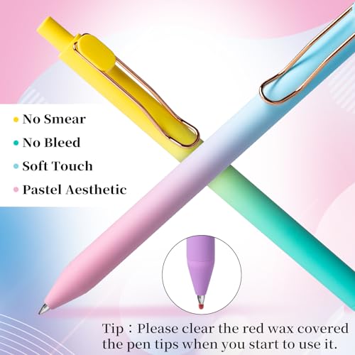 Drawdart Gel Pens, 6 Pcs Smooth Writing No Bleed & Smear, Black Ink Cute Fine Point (0.5mm), Retractable Aesthetic Journaling School Office Supplies for Women & Men - color: 6 Pcs Gradient- Black Ink