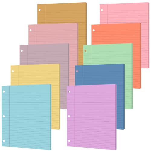 gisgfim 100 Sheets Loose Leaf Binder Paper, 8" x 10.5" Colored College Ruled Paper, 3 Hole Punched Lined Refill Inserts Thicken for 3-Ring Binders Notebooks Planner Writing School Office (Sweet Color) - color: Sweet