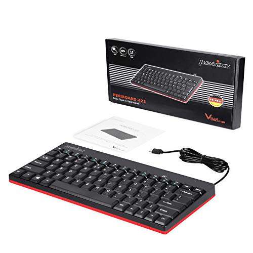 Perixx PERIBOARD-422 Wired USB-C Mini Keyboard, USB Type C Connector, Black, US English Layout