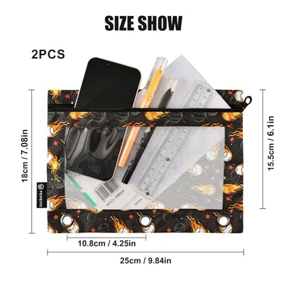 Sports Theme Ball Binder Pouches 3 Ring for Boys Girls School Office College Supplies Baseball Softball White Pencil Pouches Case Bag with Clear Window and Zipper 2 Pack - color: Ball