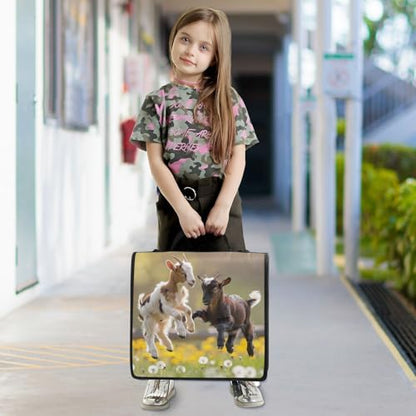 3 Ring Zipper Binder with Shoulder Strap, 500 Sheets Capacity, Multi-Pocket Organizer for School/Office, 1.5 Inch D-Rings Zip Binder (Playful Goats Pattern)