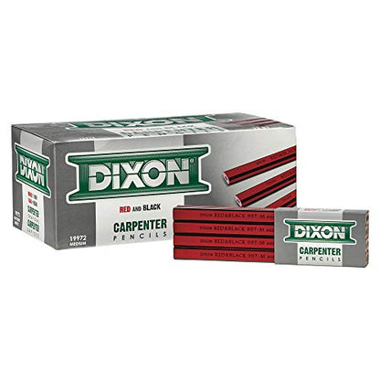 Dixon ORIOLE CARPENTER PENCIL, MEDIUM, BLACK LEAD, RED BARREL, DOZEN - style: Medium