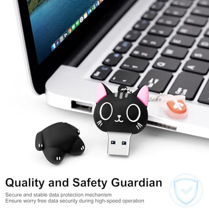 USB Flash Drives,BORLTER CLAMP Cute Flash Drive,32GB 64GB Cartoon Cat High Speed Memory Thumb Stick USB2.0 Animal Drive Character Data Storage Gift USB Disk Pendrive with Key Chain - size: 32GB