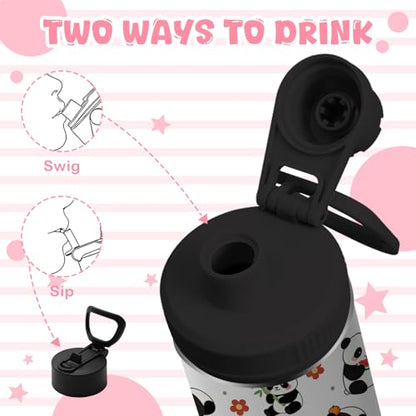 Panda Gifts for Girls Boys, 18oz Panda Water Bottle with 2 Lids (Spout and Straw Lid), Kids Insulated Stainless Steel Animal Tumbler Cup, Animal Lovers Gifts for Women Teens - color: Panda