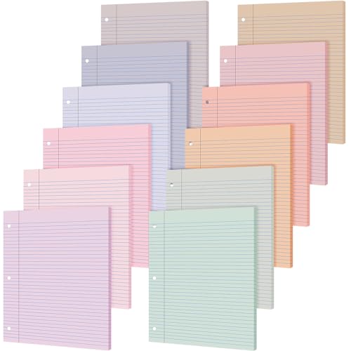 PerKoop 600 Sheets Colored Loose Leaf Paper 8.5" x 11" college ruled Lined 3 Hole Punched notebook Filler Paper for 3 Ring Binders Office School Supplies (Fantasy Color) - color: Fantasy Color