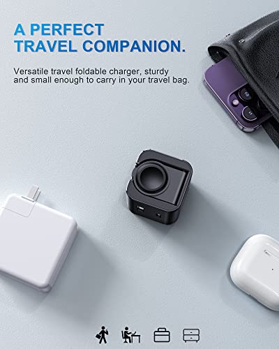 BeaSaf 36W for Apple Charging Block with Built-in Watch Charger, Foldable PD Fast Charger Block for iPhone, Dual Ports Wall Charger Compatible with Apple Watch iPhone AirPods(Black) - color: Black