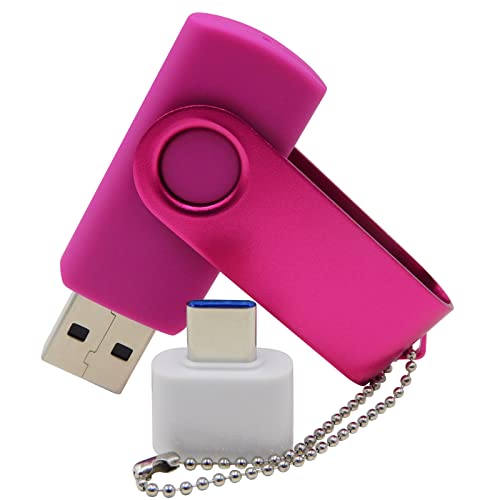 512MB USB Flash Drives Thumb Drive U Disk PenDrive Memory Sticks with Type C & OTG Transformer for Pupil Student Presents (Pink) - color: Pink