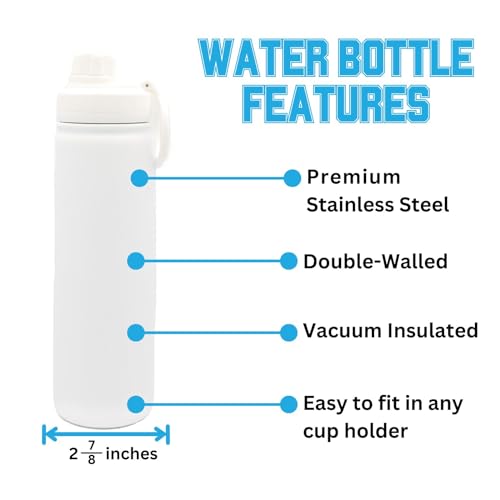 Furman Water Bottle - Double Walled Stainless Steel 24 oz Keeps Drinks Cold or Hot - color: Furman