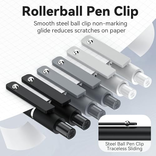 ACEES Gel Pens, 6 Pcs 0.5mm Fine Point Black Ink Pen With Smooth Writing, Office Desk Accessories, School Writing Supplies Gifts for Men Women, Quick Dry Pens For Journaling, Black/Gray/White - color: Black Gray White