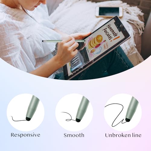 LINFANC 12Pcs Stylus Pen for Touchscreen, 2-in-1 High Precision & Sensitivity Stylus Pen for iPad/iPhone/Android Smartphones and Tablets Compatible with All Touch Screens