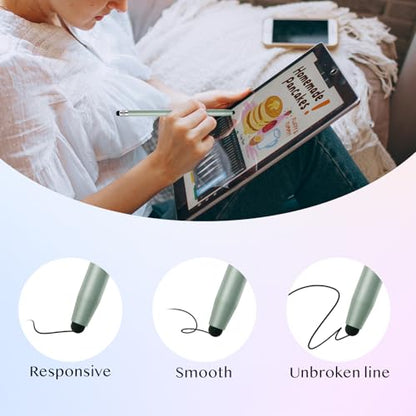 LINFANC 12Pcs Stylus Pen for Touchscreen, 2-in-1 High Precision & Sensitivity Stylus Pen for iPad/iPhone/Android Smartphones and Tablets Compatible with All Touch Screens