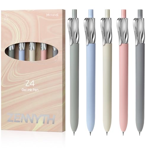 Solati Premium Gel Pens, 5-Pack Retractable 0.5mm Black Ink Pens, Luxury Aesthetic Fluid Design, Smooth Quick-Dry Writing Pens for Journaling, Note-Taking, Office, School Supplies (Z4 5PCS Morandi) - color: Z4 5PCS Morandi