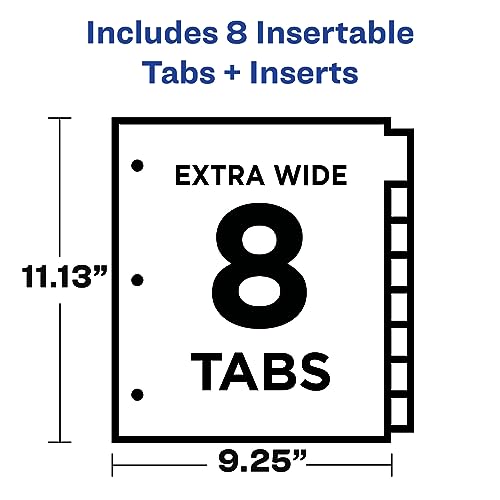 Avery 11223 Insertable Big Tab Dividers, 8-Tab, 11 1/8 x 9 1/4 - color: Clear, size: 8 tab, style: 1 Set