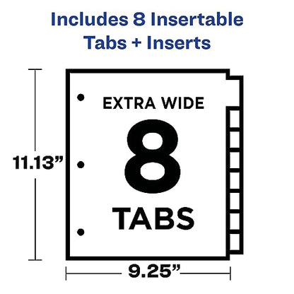Avery 11223 Insertable Big Tab Dividers, 8-Tab, 11 1/8 x 9 1/4 - color: Clear, size: 8 tab, style: 1 Set