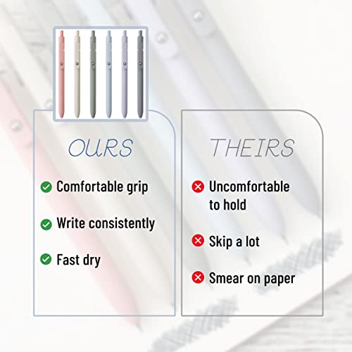 Mr. Pen- Retractable Fine Point Gel Pens, 6 Pack, Morandi Barrels | Fast Dry Black Ink, 0.5 mm Cute Aesthetic Pens for Journaling - color: Morandi Barrels