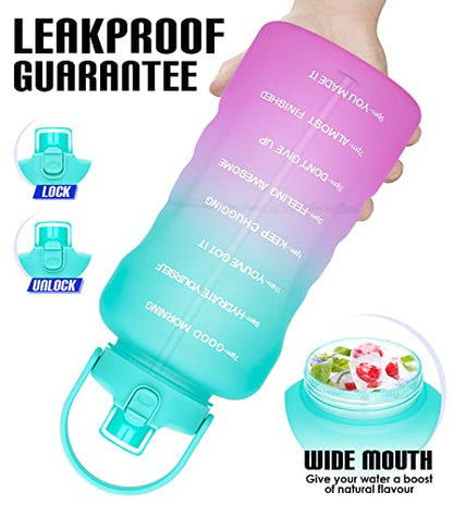 HydroPal 1 Gallon Water Bottles with Straw, 128 oz Water Bottle BPA Free Innovative 2-IN-1 Lid Gym Bottle with Times to Drink Motivational, Large for Sports Fitness Camping Water Jug （13.8X5.5 inch） - color: Fantasy Forest