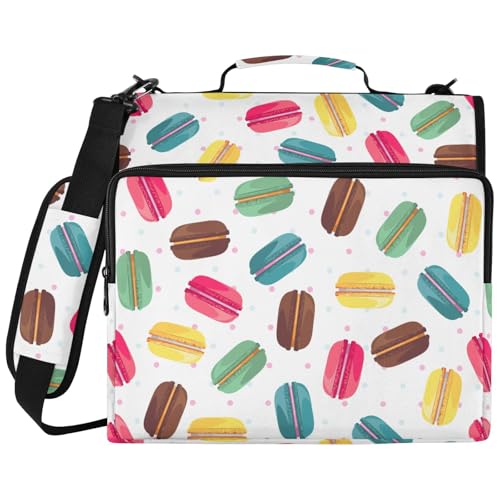 Zipper Binder Macaroon Cute Donuts Dessert Fresh Bakery Bag with Shoulder Strap 3 Ring Binder Organizer Large Capacity Multiple Pockets for School Office - color: Multicolor Donuts