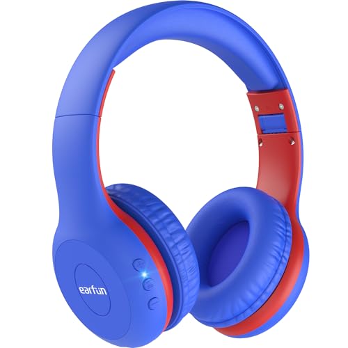 EarFun K2 Kids Bluetooth Headphones, Kids Headphones with Volume Limited, 40H Playtime, Built-in Mic, Stereo Sound, Foldable Over-Ear Headphone for School/Travel/iPad/Tablet, Blue - color: Navy Blue
