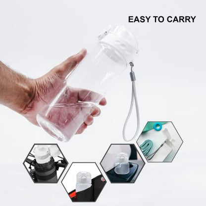 Clear Plastic Water Bottle | No Markings 24oz Chug Lid Sports Water Bottle | Leak Proof Re-Usable Flip Top Plastic Drinks Bottles for School, Exams, Office, Gym, Cycling (Clear-24oz) - color: Clear-24oz
