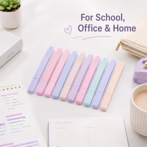 Pastel Highlighters, 12 Pack Dual Tip Highlighter Set with Chisel and Fine Tips, Aesthetic Bible Highlighters No Bleed Through for Journaling, Bible Study, Planner, Note Taking, School and Office