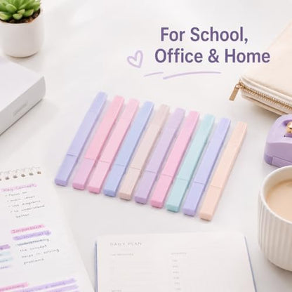 Pastel Highlighters, 12 Pack Dual Tip Highlighter Set with Chisel and Fine Tips, Aesthetic Bible Highlighters No Bleed Through for Journaling, Bible Study, Planner, Note Taking, School and Office