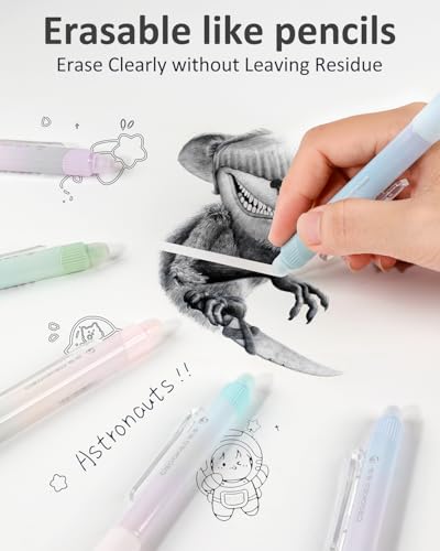 Erasable Pens, 6 Pack Fine Point 0.5mm Black Erasable Gel Pens with 360°Rotating Erasers, Make Mistakes Disappear, Comfort Grip for Drawing, Writing, Planning, and Crossword Puzzles (Black Ink) - color: Black Ink