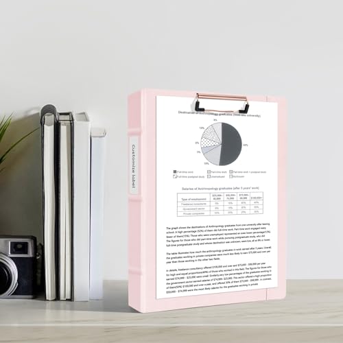 Ospelelf 3 Ring Binder with Clipboard 2 Inch Leather Binder for Letter Size (8.5" x 11"), Clipboard Binder with 5 Tab Dividers Back to School Supply, Pink - color: Pink, size: Letter Size - 2 Inch