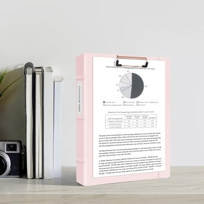 Ospelelf 3 Ring Binder with Clipboard 2 Inch Leather Binder for Letter Size (8.5" x 11"), Clipboard Binder with 5 Tab Dividers Back to School Supply, Pink - color: Pink, size: Letter Size - 2 Inch
