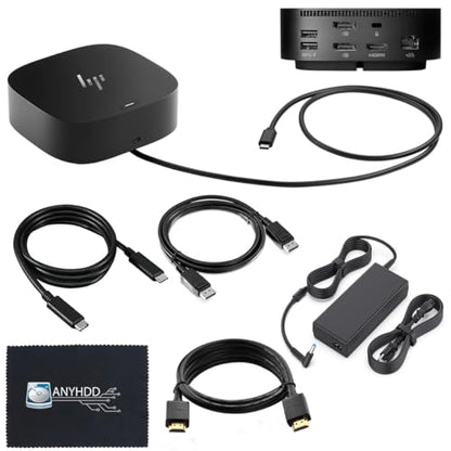HP USB-C Dock g5 and Charging Bundle - HP Docking Station Dual Monitor 5TW10AA / 5TW10UT / 5TW10AA#ABB with 120W Adapter, HDMI, DisplayPort, USB-C Cables + Microfiber Cloth (Renewed)